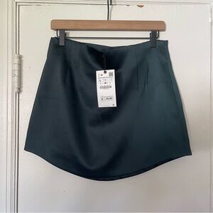 Zara Green Asymmetrical A-Line Mini Skirt